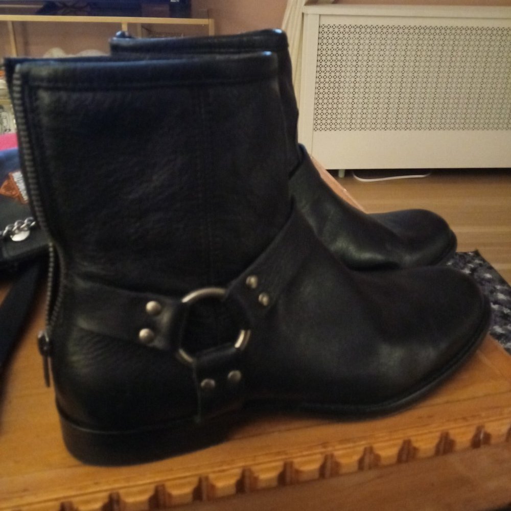 Frye black leather biker boot